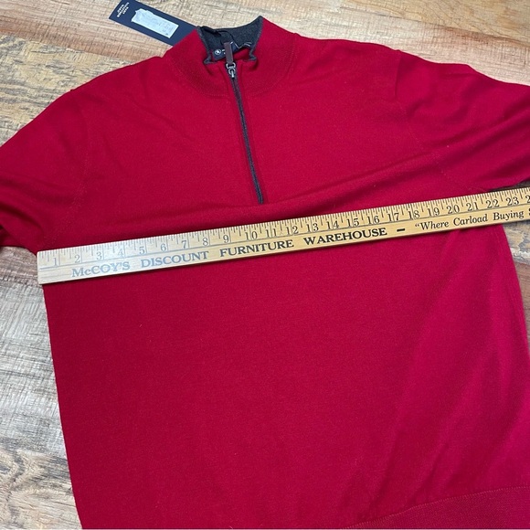 Hart Schaffner Marx Extra Fine Merino Wool 1/4 Zip Sweater Size Large Red - Picture 7 of 10